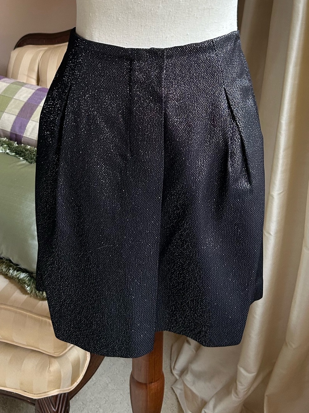NWT Vince Black Mini Skirt with Silver metallic threads.
